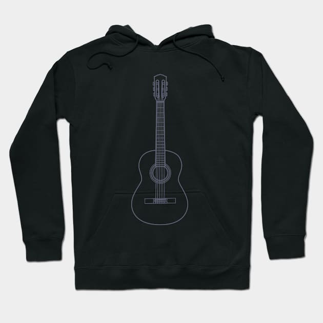 Classical Acoustic Guitar Outline Hoodie by nightsworthy